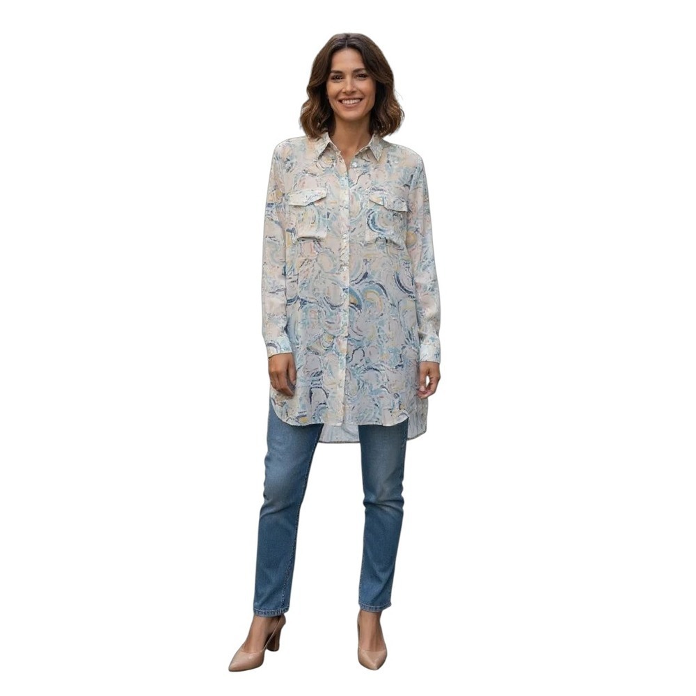 Jessica London Shirt Dress Size 28W Roll Up Sleeve Multicolor Casual
